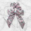 Pink Floral Satin Bow Scrunchie