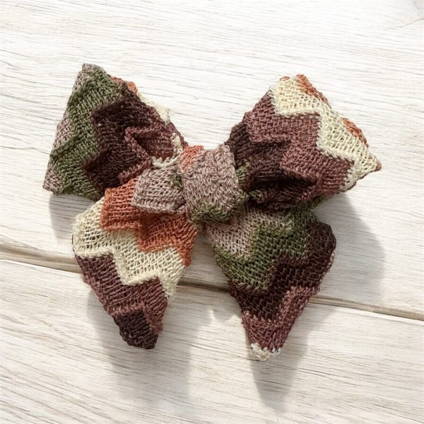 The Autumn Knit Bow – Cozy Hair Clip in Brown, Tan & Olive