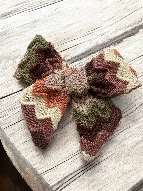 The Autumn Knit Bow – Cozy Hair Clip in Brown, Tan & Olive - Image 2