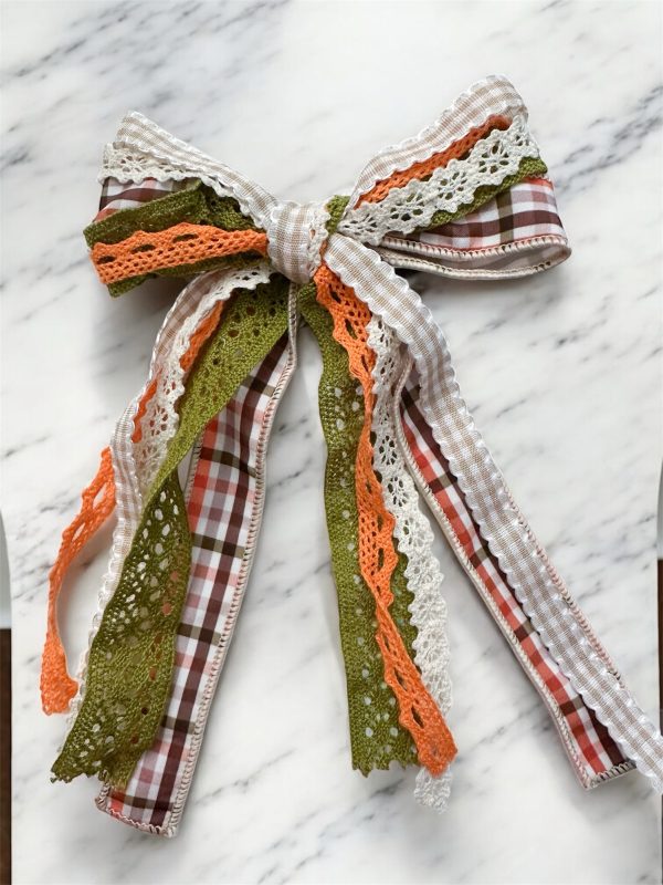 The Harvest Bow – Fall Hair Bow for Kids & Adults | Messy Ribbon Bow - Image 2
