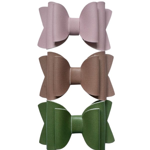 Fall Hair Bow Set – Autumn Green, Mauve Pink & Mocha Neutral Bows for Girls